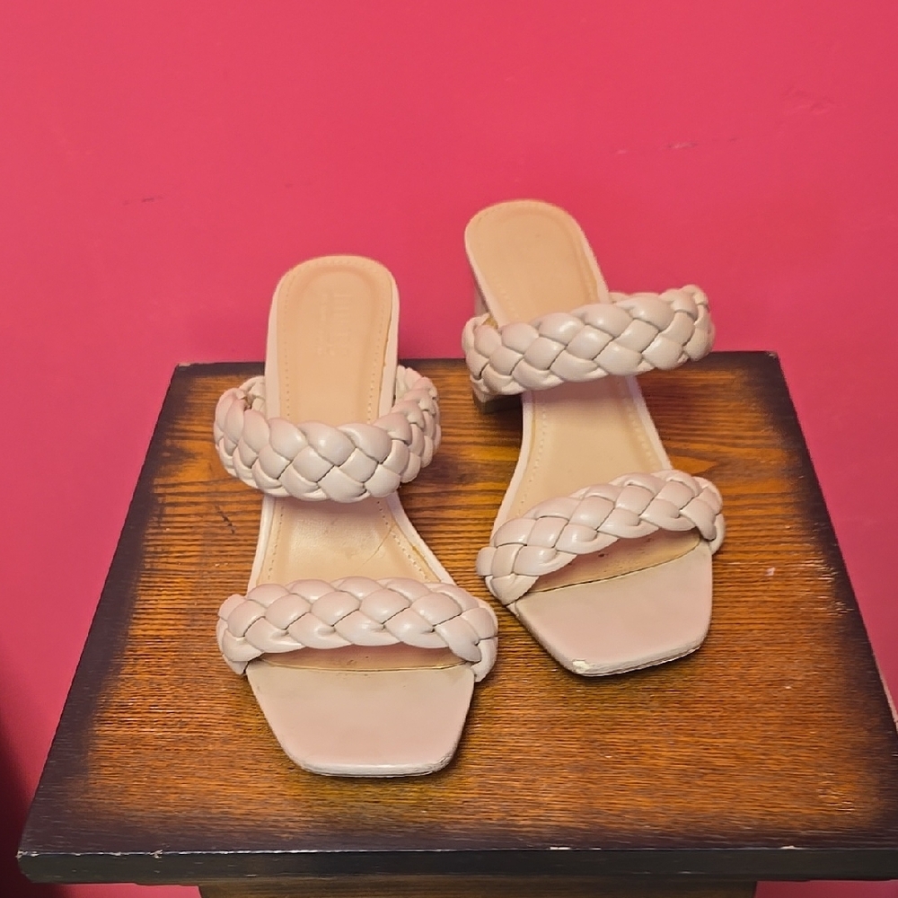 Braided Strap Beige Sandals